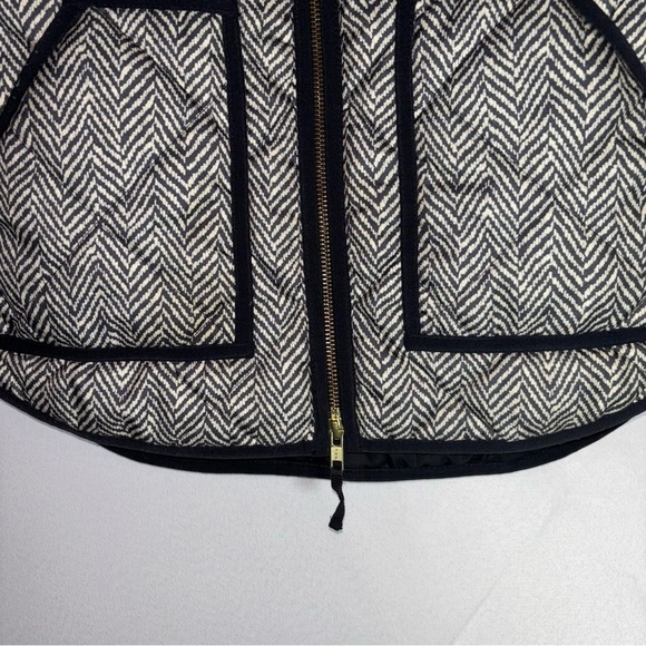 J. Crew Factory Womens Black and White Herringbone Quilted Puffer Vest Size XS - Picture 6 of 9